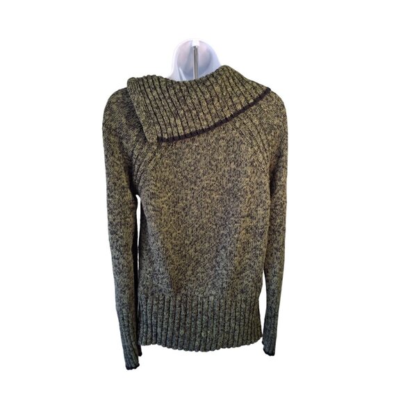 Nomadic Traders Sweater M Green Knit Asymmetrical Button Cozy Fall Boho Chic - Picture 2 of 7